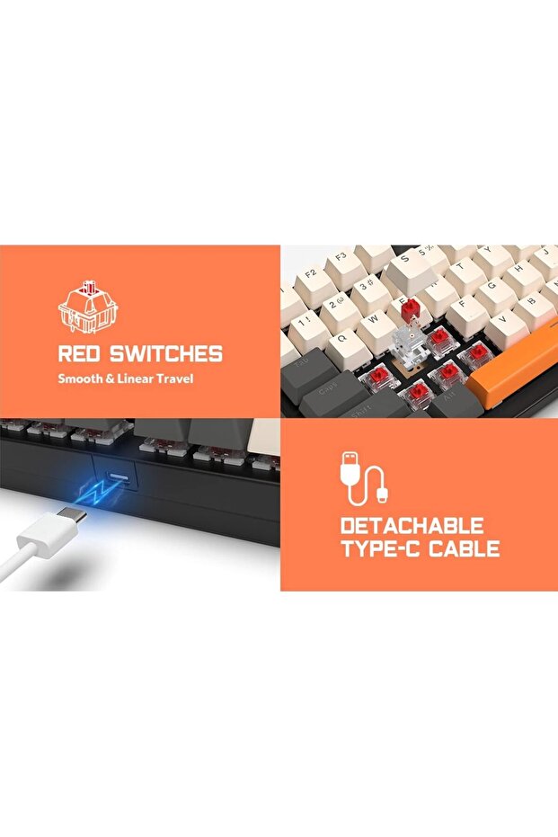 K3 mechanical keyboard 100key game customized hot-swappable axis game computer keyboard(ORANGE) - 5