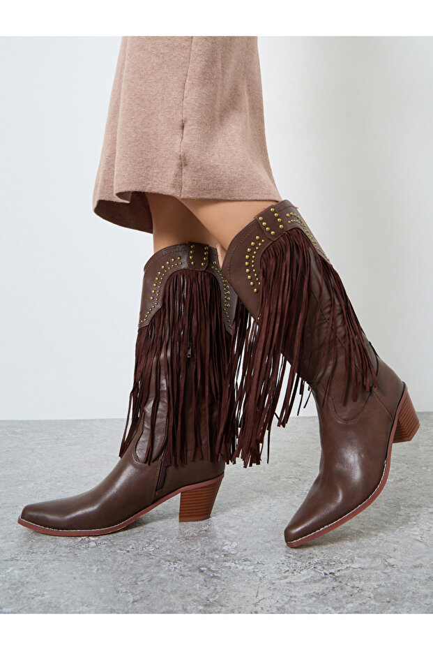 Brown Fringe Cowboy Boots