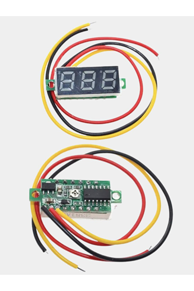 3-adet Dijital DC Voltmetre Seti 0–100V, 0.28" yesil Ekran - 4