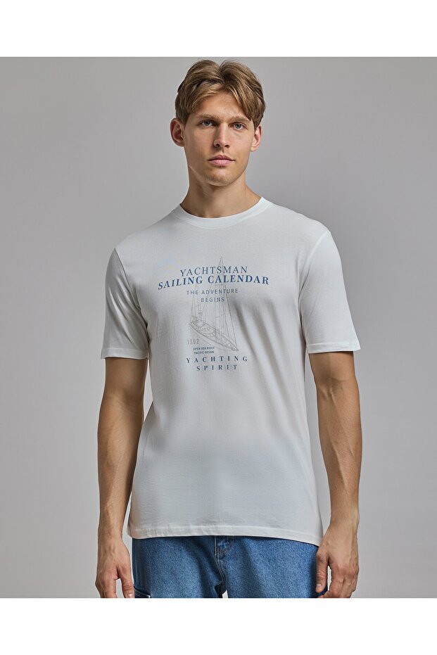 Printed T-Shirt with Crew Neck and Short Sleeves