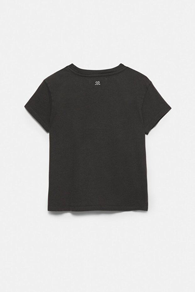 Siyah parlak taşlı t-shirt - 7