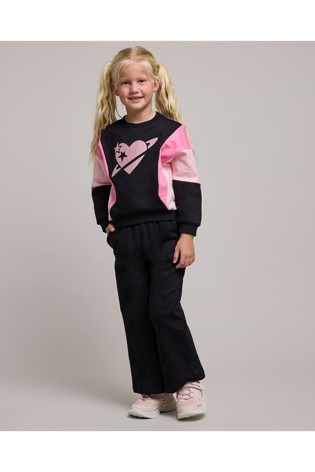 Beige Girl's Color Block Clothing Set