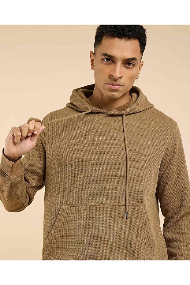 Textured Hoodie with Long Sleeves