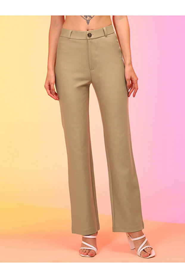 Brown Straight Fit Trousers