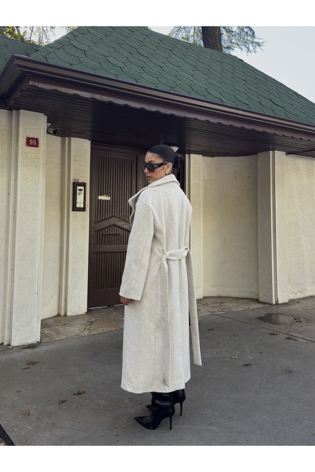 معطف كشمير بياقة واقفة - 3