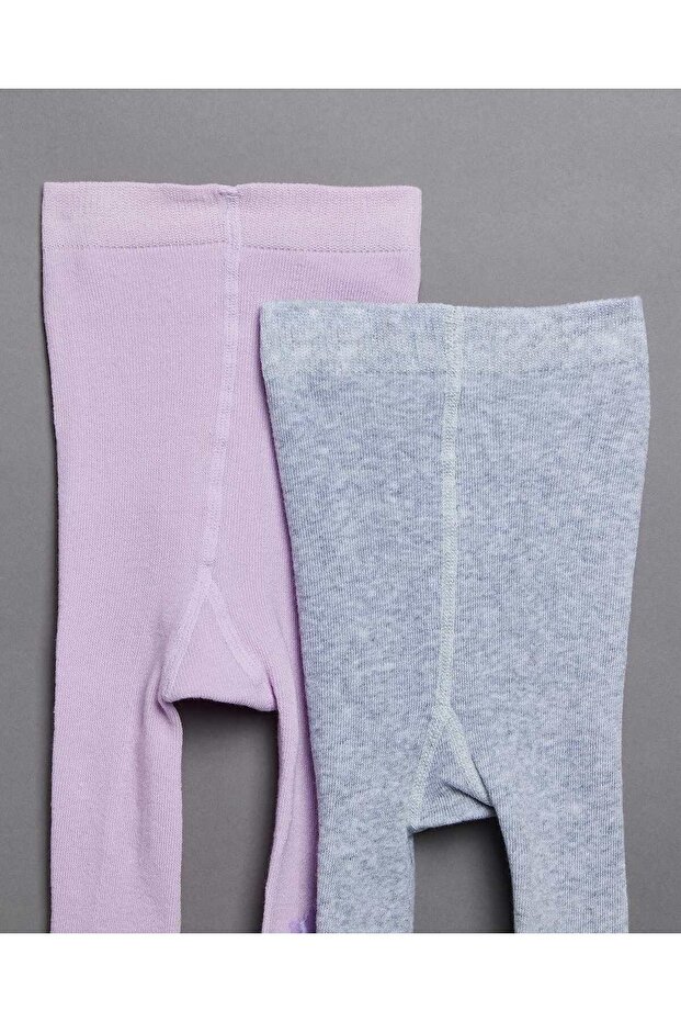 Purple Girl's 2 Pack Footed Stockings