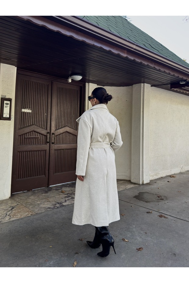 معطف كشمير بياقة واقفة - 6