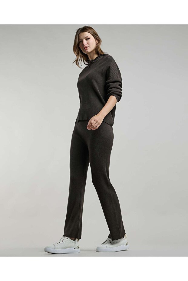 Ribbed Flared Pants with Elastic Waist