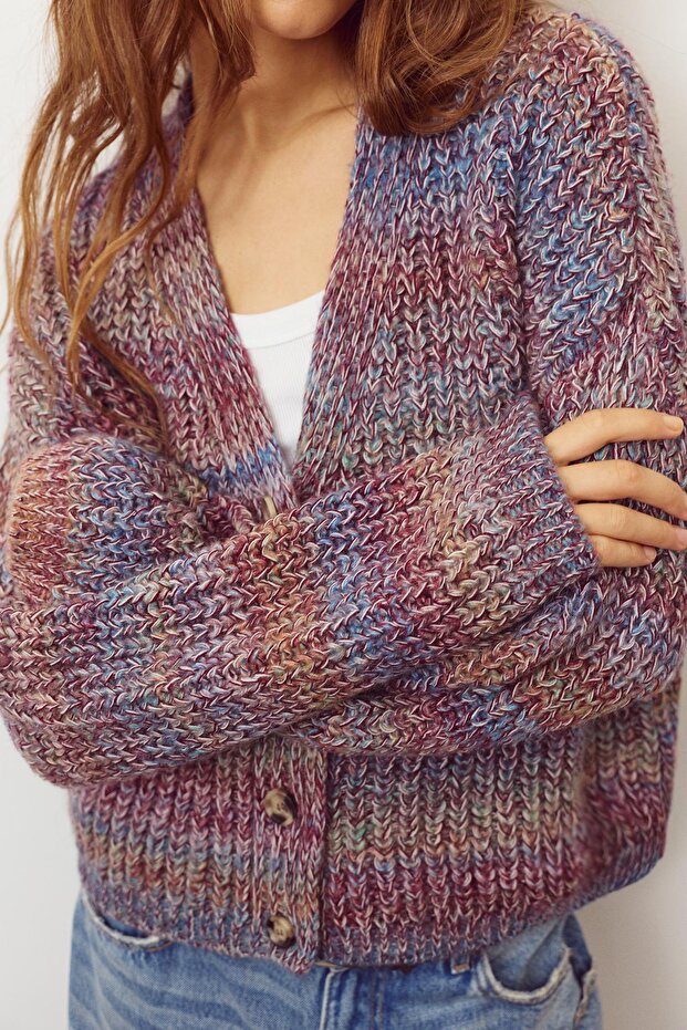 Fitilli örgü space dye hırka - 5