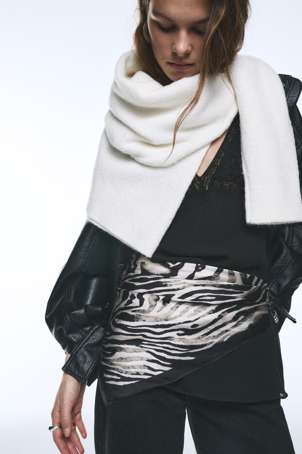 Saten zebra desenli bandana - 2