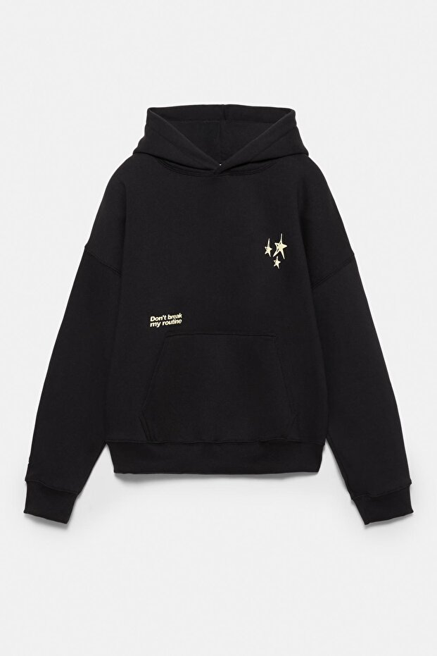 Yıldız desenli kapüşonlu sweatshirt - 5