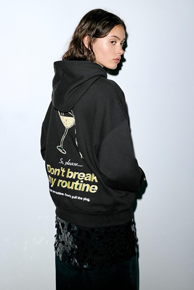 Yıldız desenli kapüşonlu sweatshirt - 3