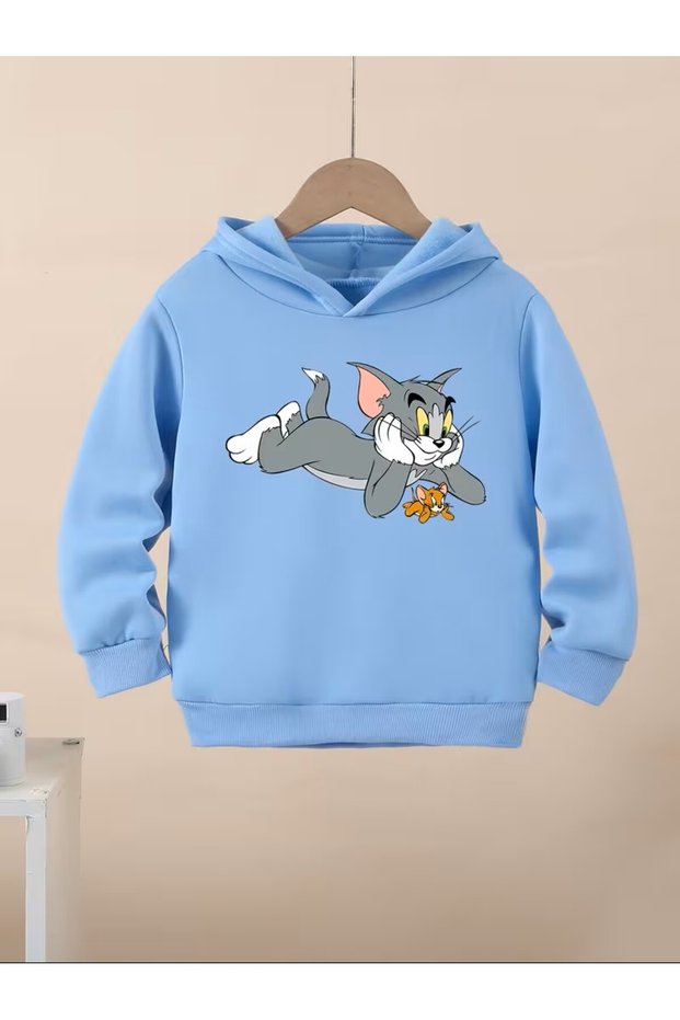 Tom and Jerry B Printed Stylish K Hooded Sweatshirt for Children