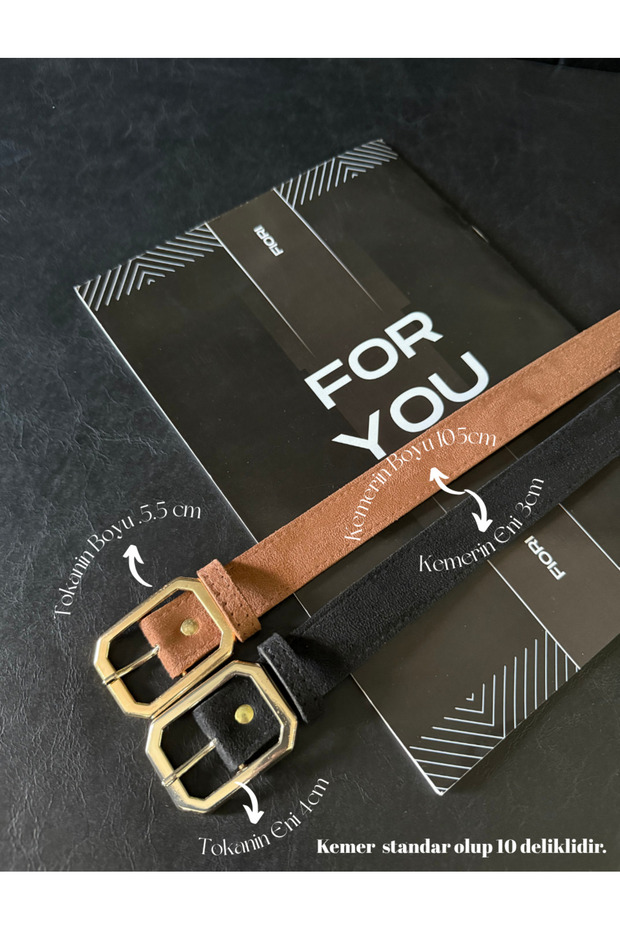 2-Piece Suede Corner Buckle Women's Belt, Trouser Belt, Coat Belt, Dress Belt