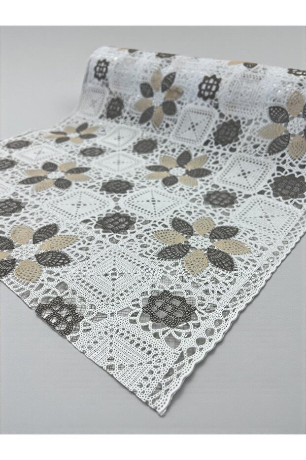 Pvc Transparent Covering Non-Perforated Lace Shelf Cover / Runner