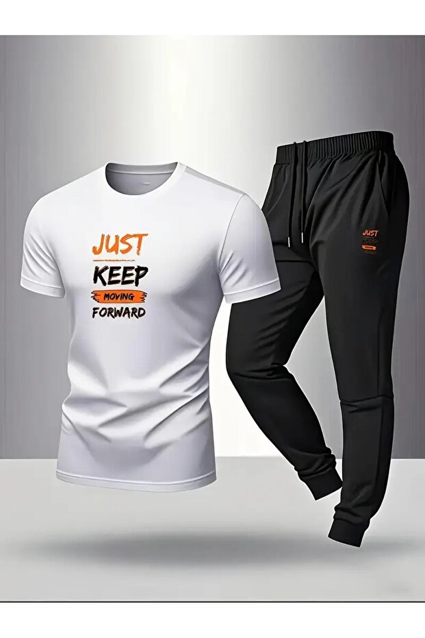 طقم بدلة رياضية حديثة قصة فضفاضة Just Keep مطبوع بتصميم خاص