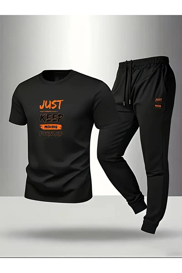 طقم بدلة رياضية حديثة قصة فضفاضة Just Keep مطبوع بتصميم خاص
