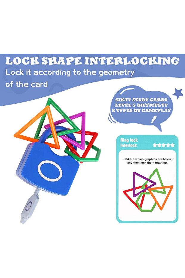 Locks and Keys Game, Match Shapes and Colors, 6 Locks - 5