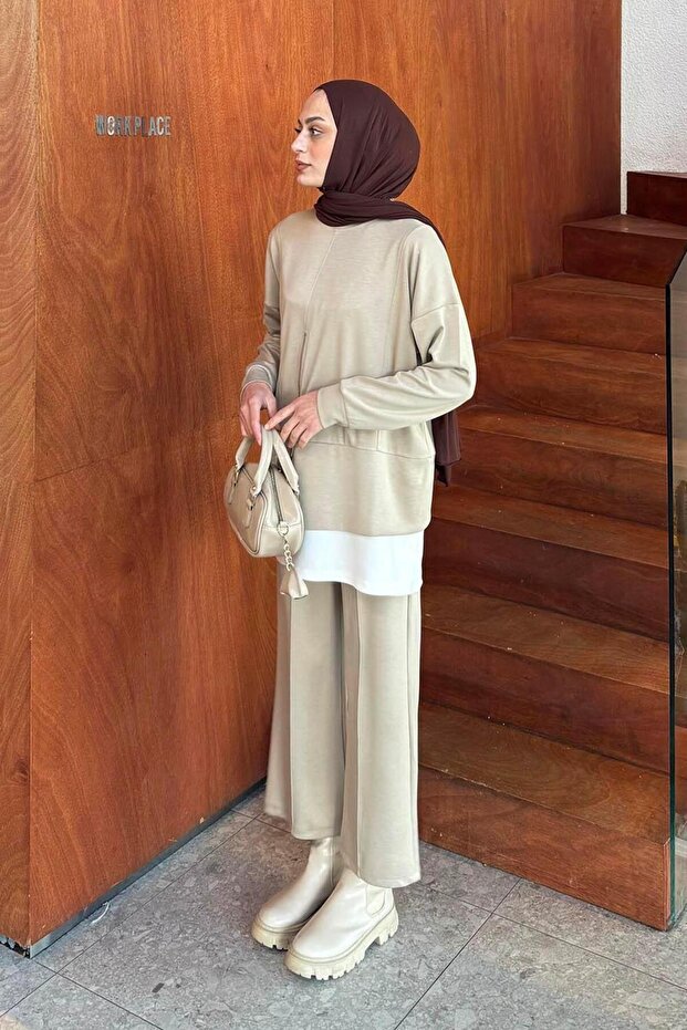 cu secțiuni seturi cu fermoar bej - 2