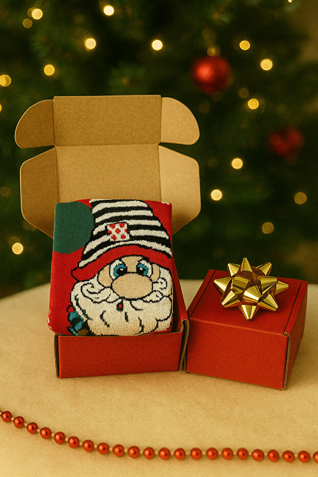 Red boxed christmas gift - unisex christmas stocking - red boxed gift stocking