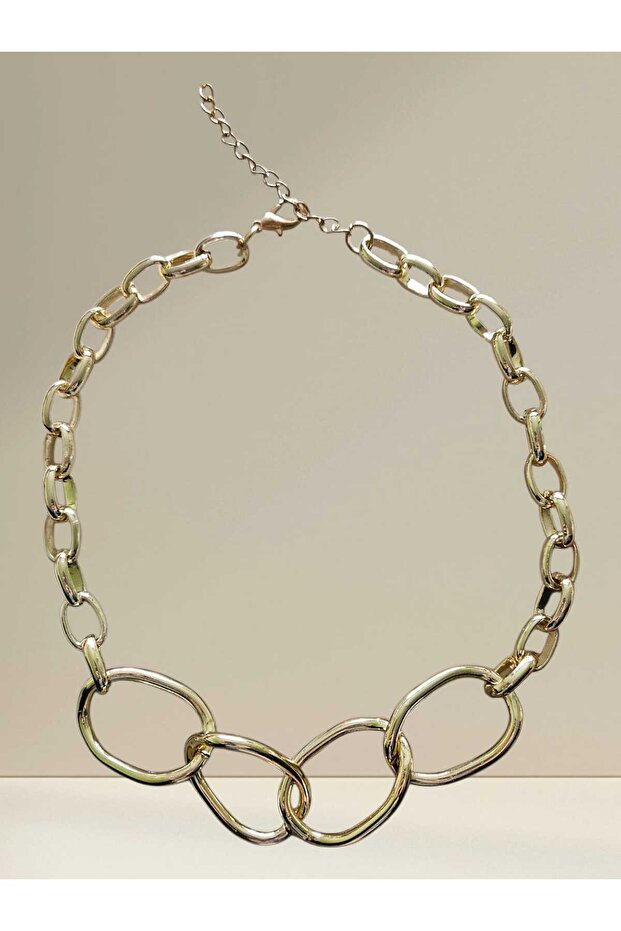 Gold Color Thick Ring Chain Necklace – Stylish Design, Gift Boxed (1 Piece)