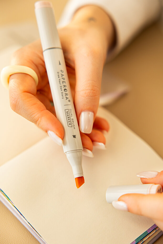 12’li Çift Uçlu Alkol Bazlı Marker Kalem Seti – Brush + Chisel - 6