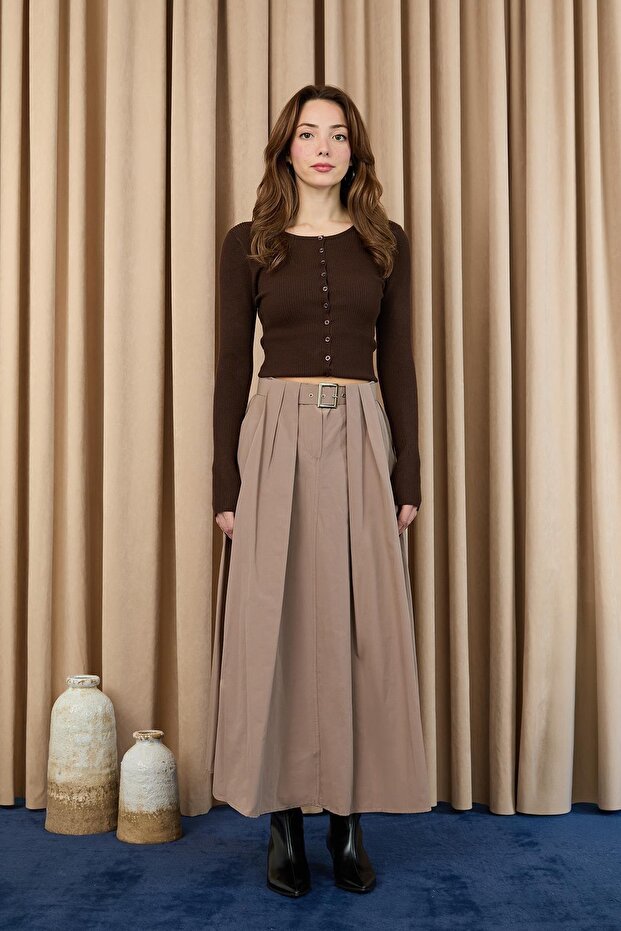 Women's Pleated Belted Skirt 20702