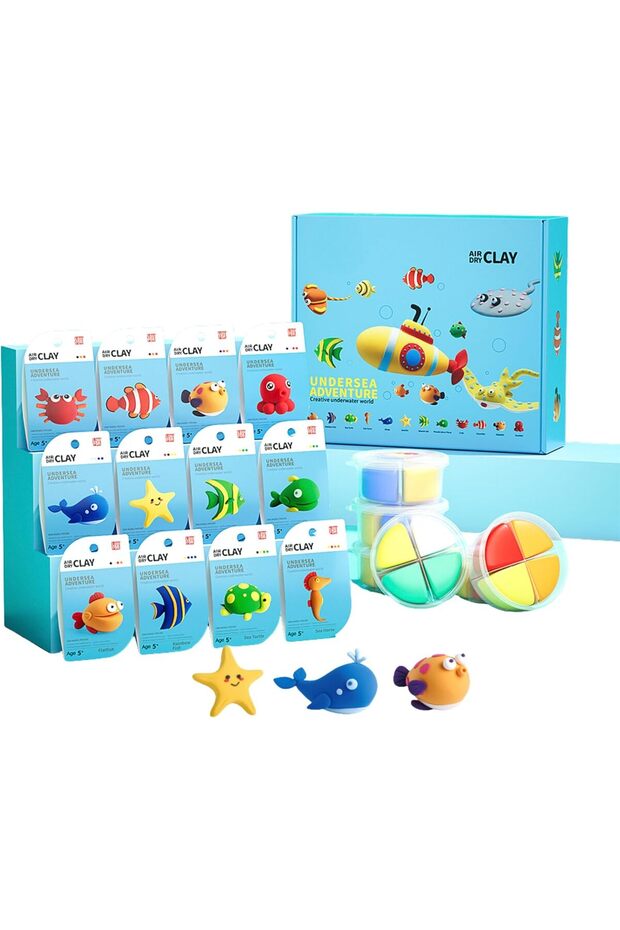 Loufor Air Dry Clay Kit for Kids – 12 Colors DIY Modeling Clay Set (Sea Adventure)