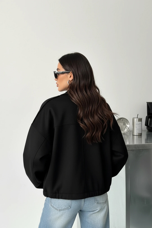 Basic Crop Gömlek Ceket (Shacket) Camel Basic, Crop, Gömlek - 2