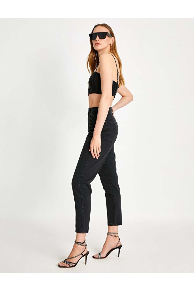 siyah kadın mom fit jean - 4