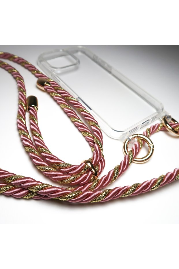 iPhone 17 Air Phone Strap Lanyard Phone Case - Pink Gold