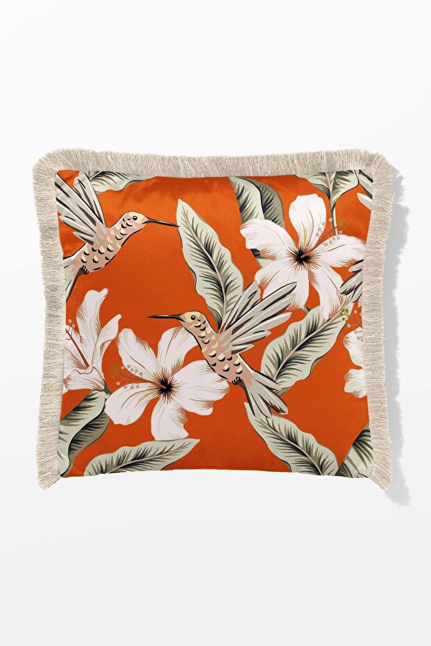 Fringed Cushion Cover 43*43 cm - Hibiscus