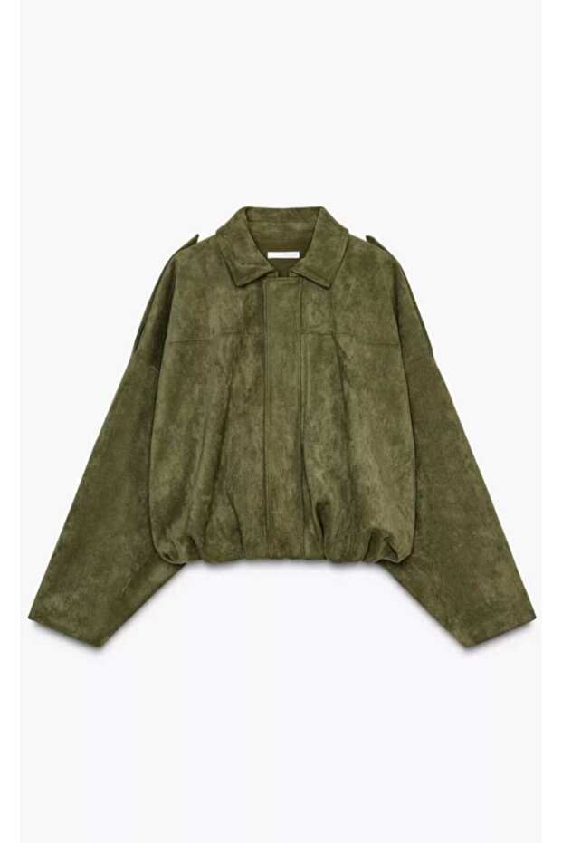 Süet Görünümlü Bomber ceket siyah - 1