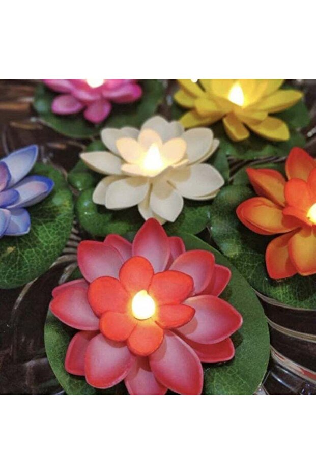 12 Piece Lotus Flower Floating Candles Water Sensor