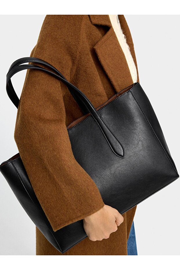 Düz Shopper Çanta - 1