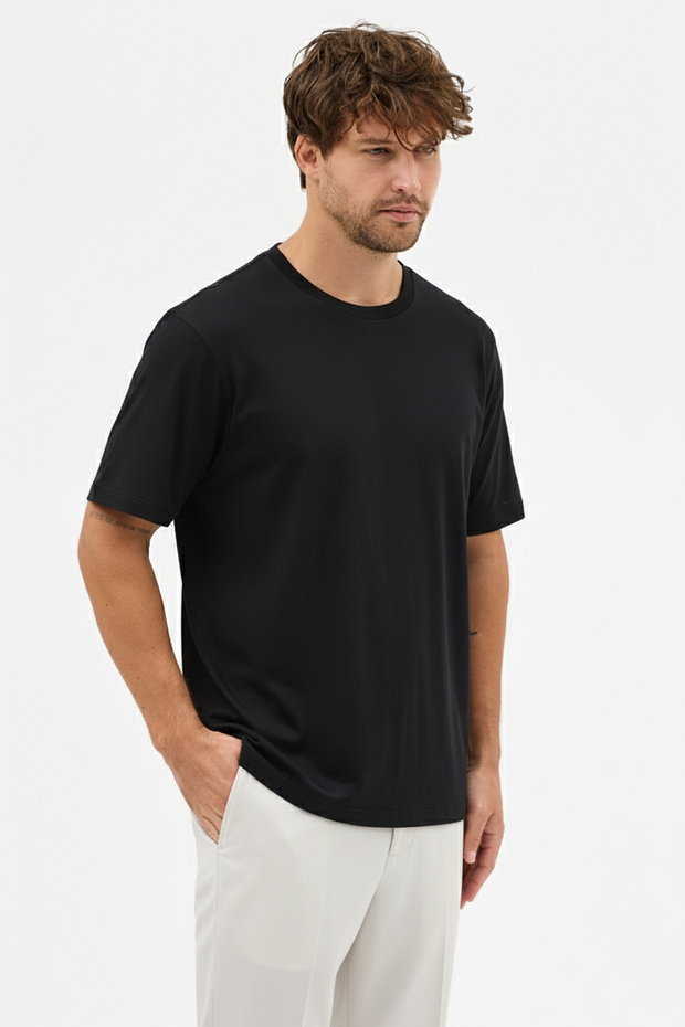 Men's Vision Premium Quality Dense Textured Cotton T-Shirt Black M101-R0220-02