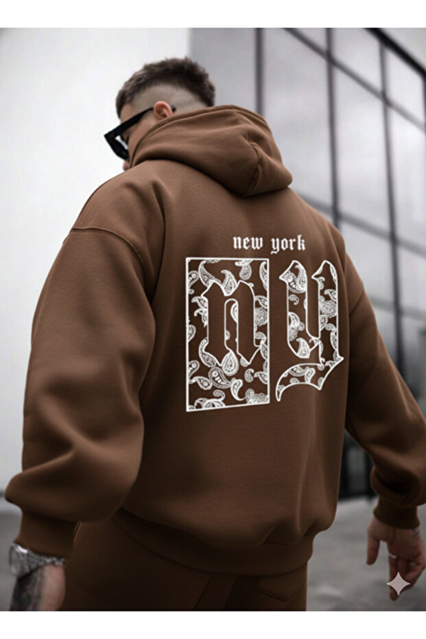 Men's Back Ny Printed Hooded Sweatshirt