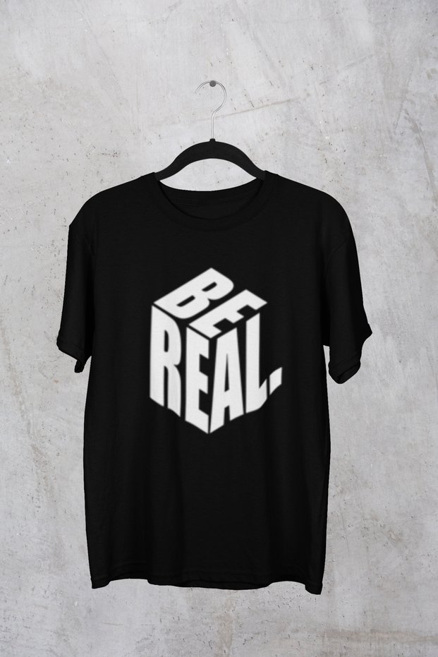 Be Real Printed Circular Neck Cotton Ov Oversized Alip Short Sleeve Unisex Tshirt