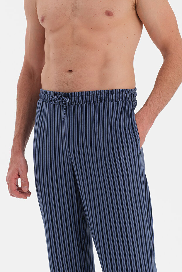 Lacivert Desenli Örme Pantolon - 5