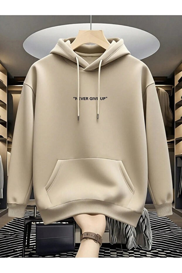 Never Give up Written Hooded Sweatshirt