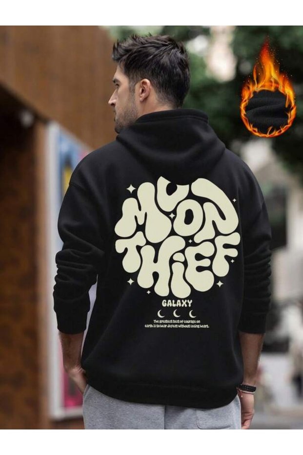 Moon Thief Written Printed Unisex Oversized Hooded Hoodie