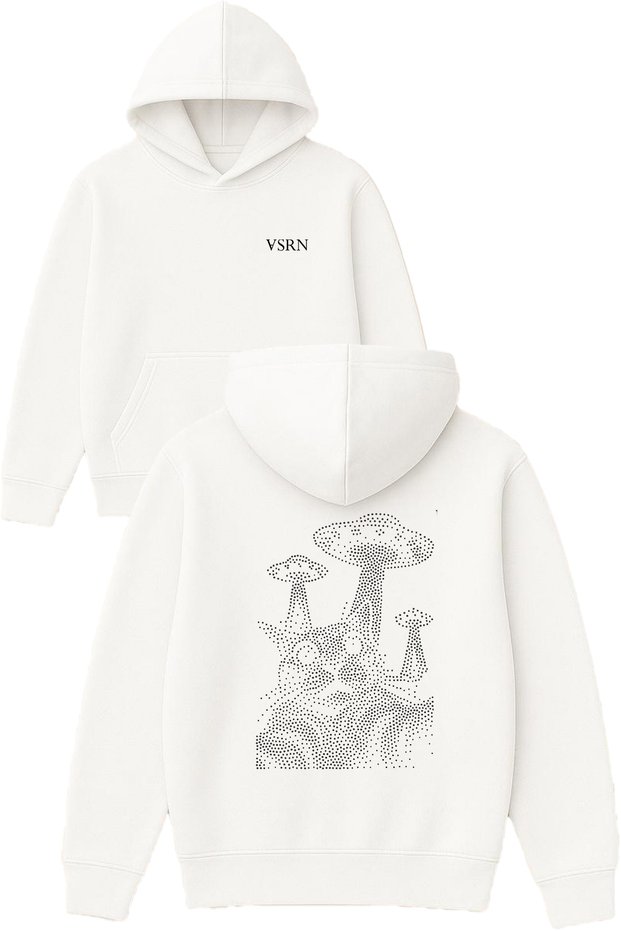Cat Running Away Design Printed Oversized White Hooded Sweatshirt