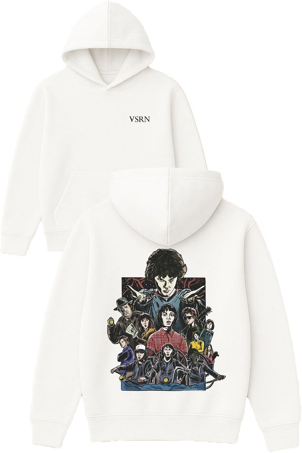 Sorcerer's Guild Design Printed Oversized White Hooded Sweatshirt
