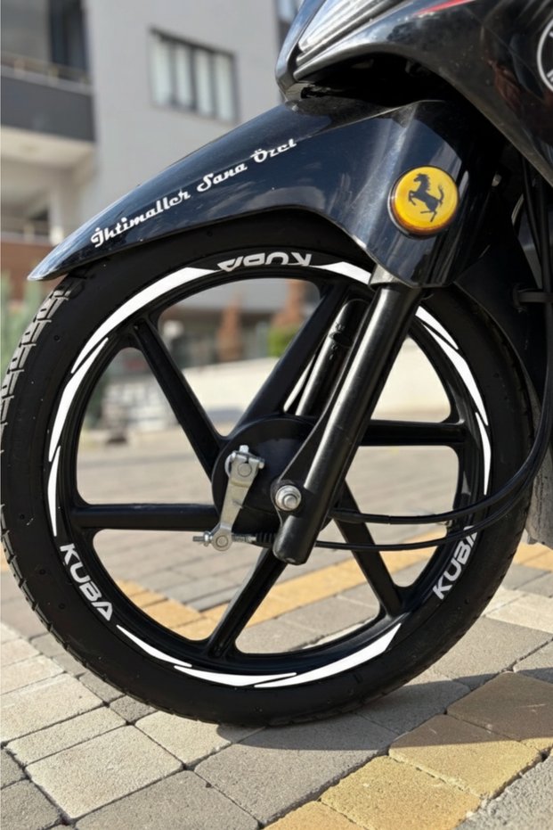 White Color Wheel Rim Stripe Sticker Set for Kuba Ege Cup Motor (Compatible with All Cup Models)