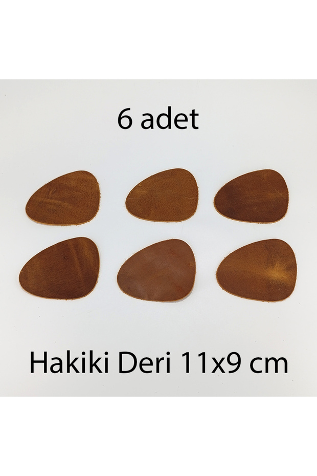 طقم قواعد أكواب جلد طبيعي غير متماثل 6 قطع 11x9 سم