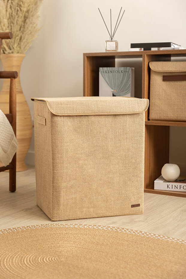 Tidy Jute Lid Organizer Large Box (40X50X30Cm) 6012