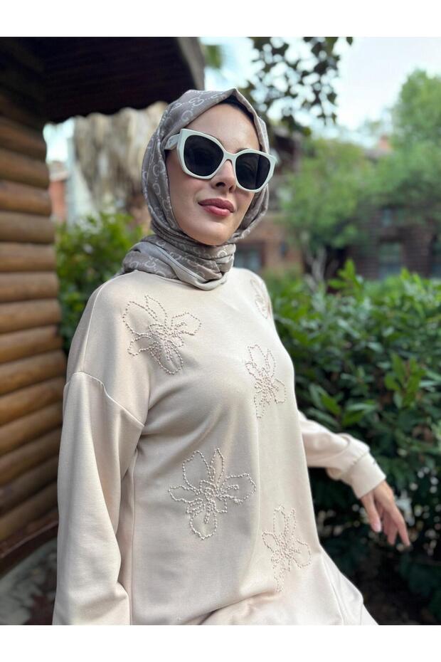 BONCUK NAKIŞLI MODAL TUNİK - 2
