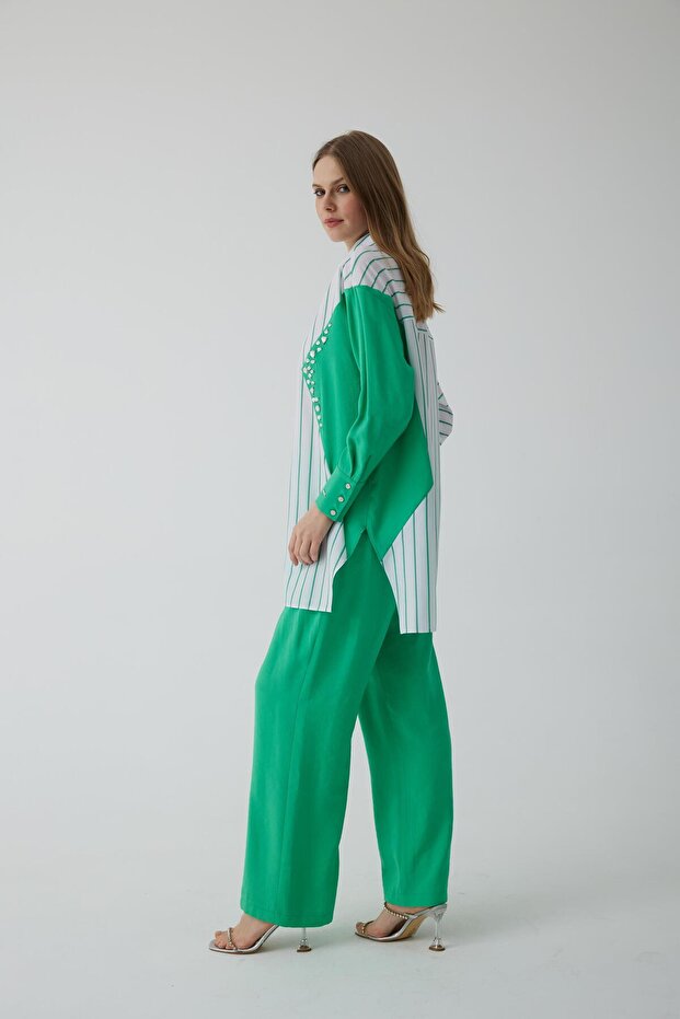 ÇİZGİLİ TAŞ DETAYLI TAKIM - 3