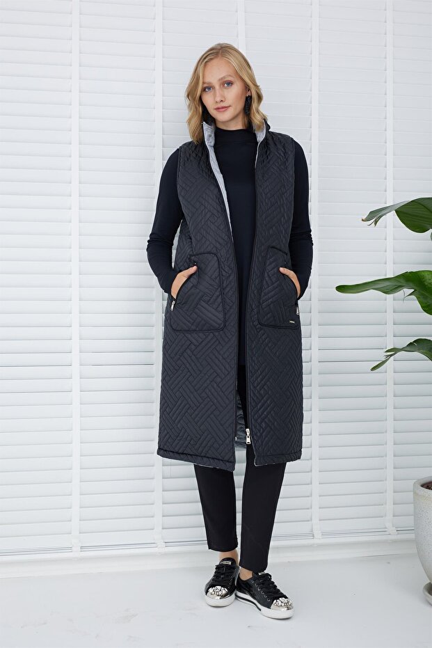 ÇİFT TARAFLI UZUN YELEK - 5