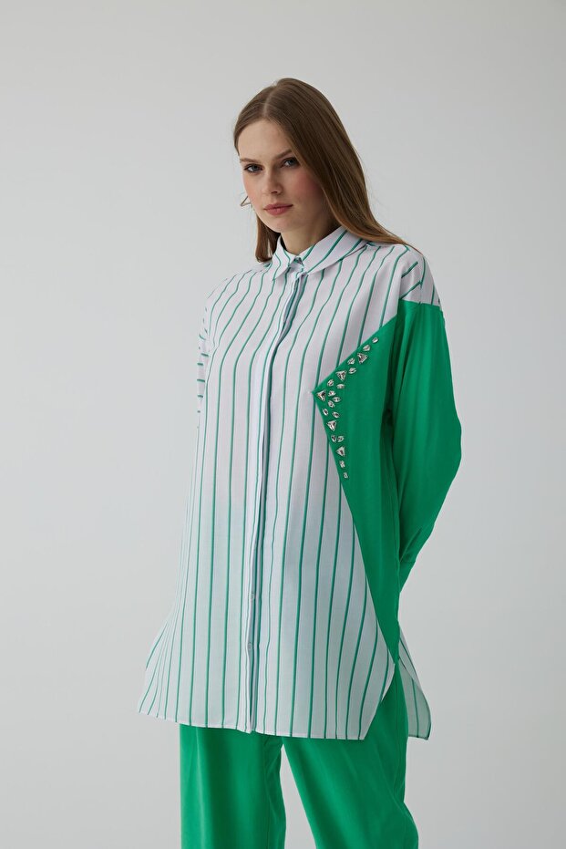 ÇİZGİLİ TAŞ DETAYLI TAKIM - 2